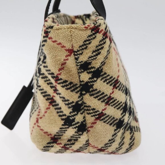 BURBERRY Hand Bag Wool Beige Gold Auth - Picture 5 of 16